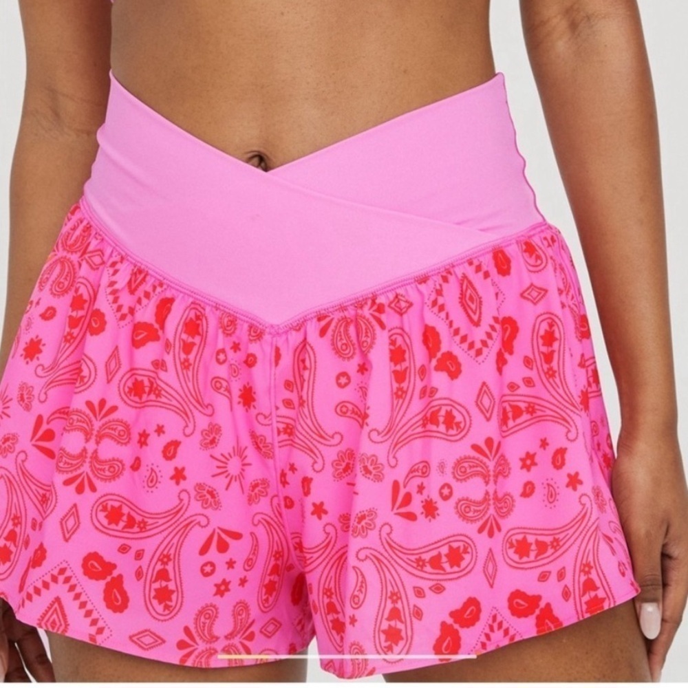 aerie Pink Paisley High-Waist Shorts